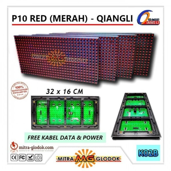 Panel Modul P10 DIP Outdoor Single Color | RED - MERAH - Qiangli - Qiang Li